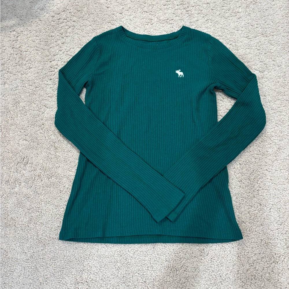 Abercrombie Deep Green Ribbed Long Sleeve